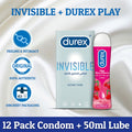 Durex Invisible Condoms pack of 12's with Durex Very Cherry Lubricant 50ML.