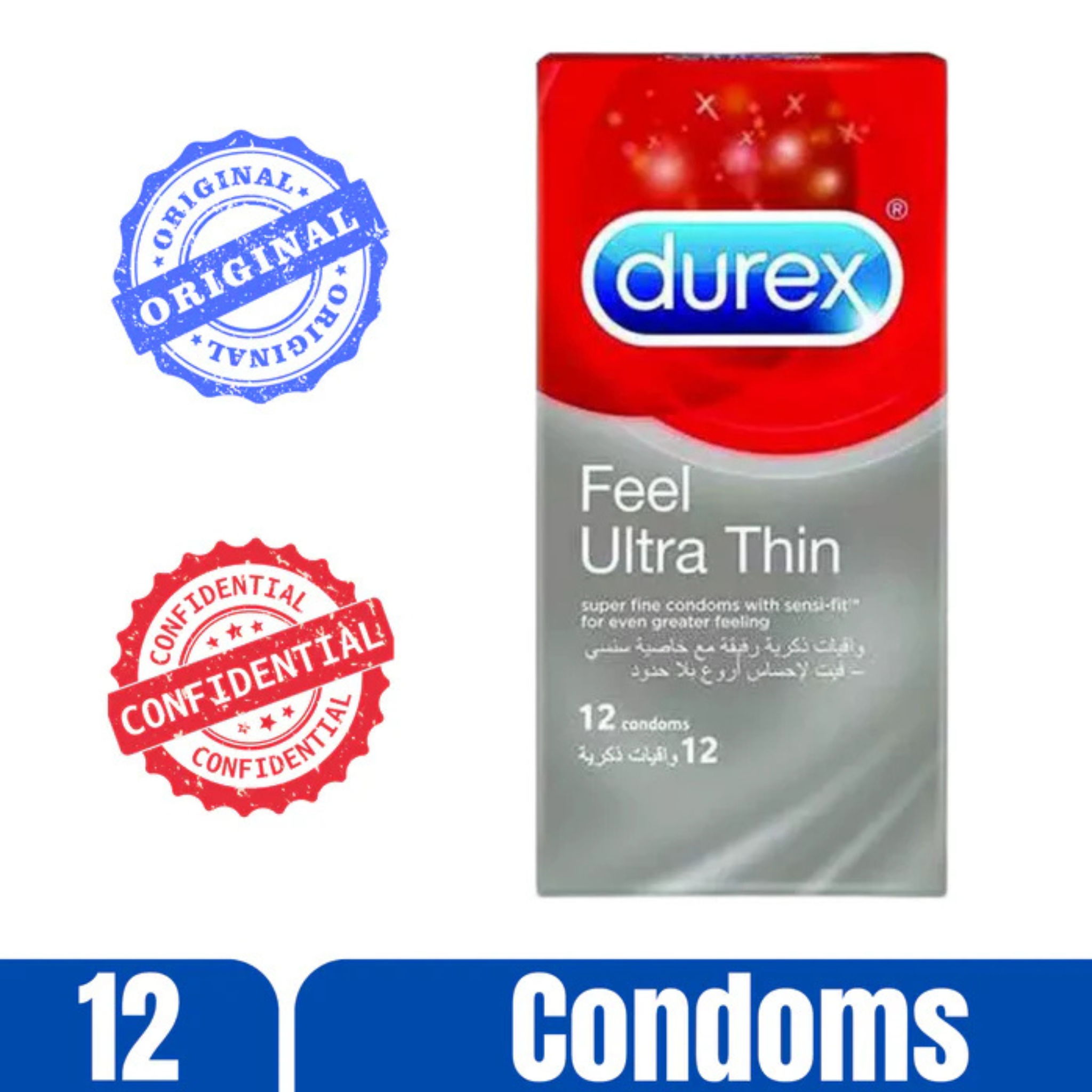 Durex Feel Ultra Thin Condoms For More Pleasure & Sensation (12 Pieces).