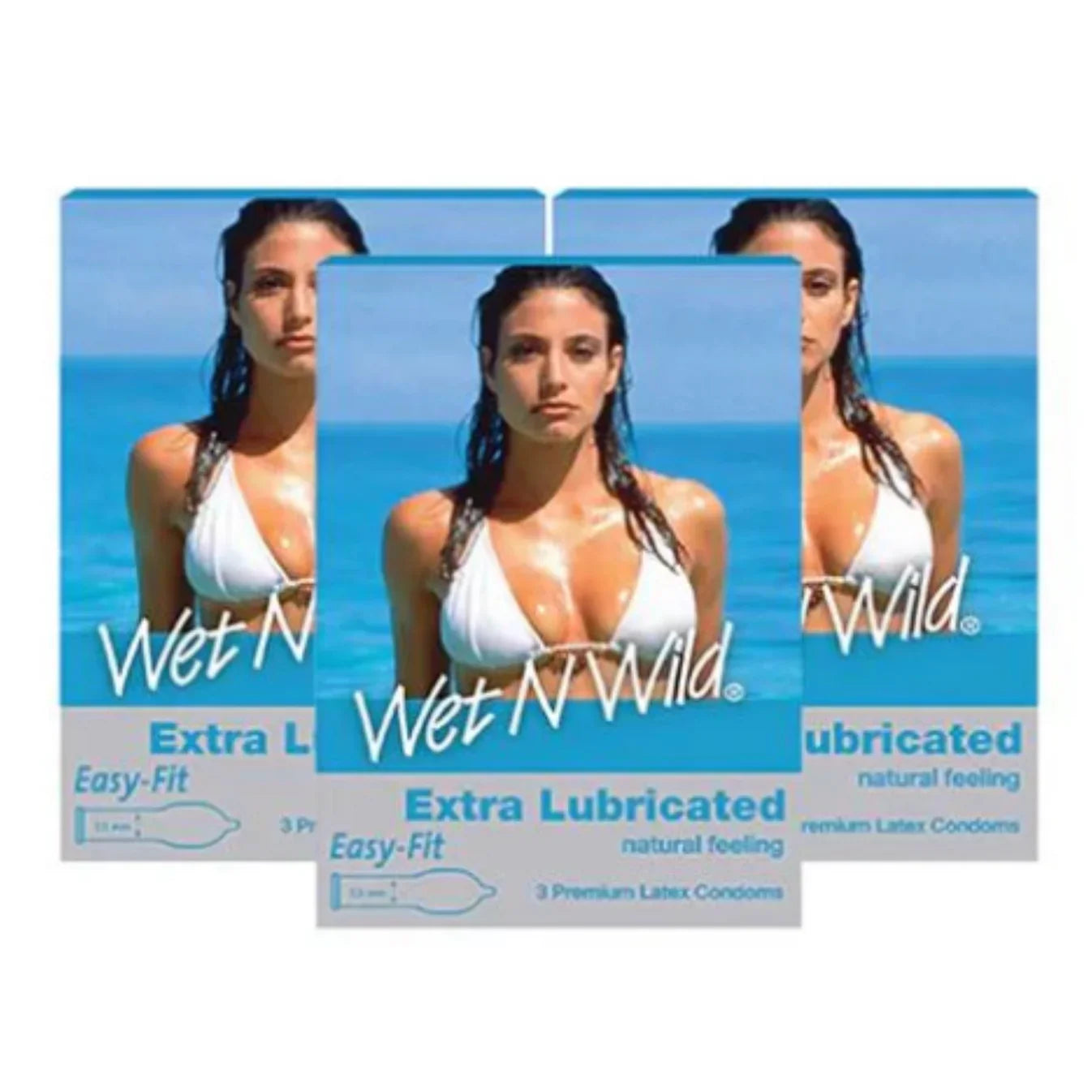 Wet N Wild Extra Lubricated Condoms, 3 Pieces per Pack